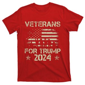 Grandpa Veterans For Trump 2024 American Flag 4th Of July T-Shirt