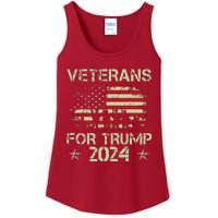 Grandpa Veterans For Trump 2024 American Flag 4th Of July Ladies Essential Tank