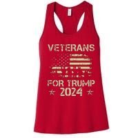 Grandpa Veterans For Trump 2024 American Flag 4th Of July Women's Racerback Tank