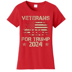 Grandpa Veterans For Trump 2024 American Flag 4th Of July Women's T-Shirt