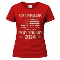 Grandpa Veterans For Trump 2024 American Flag 4th Of July Women's T-Shirt