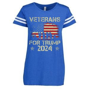 Grandpa Veterans For Trump 2024 American Flag 4th Of July Enza Ladies Jersey Football T-Shirt