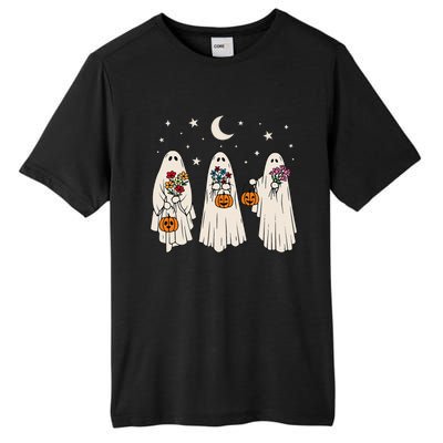 Groovy Vintage Floral Ghost Cute Halloween Spooky Season Tall Fusion ChromaSoft Performance T-Shirt