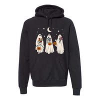 Groovy Vintage Floral Ghost Cute Halloween Spooky Season Premium Hoodie