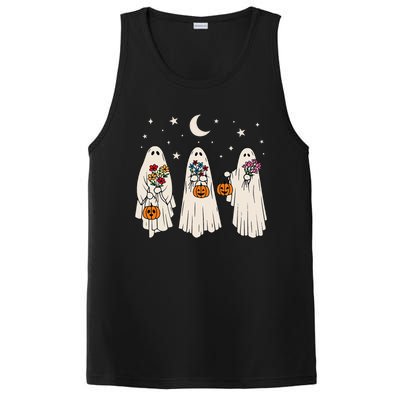 Groovy Vintage Floral Ghost Cute Halloween Spooky Season PosiCharge Competitor Tank