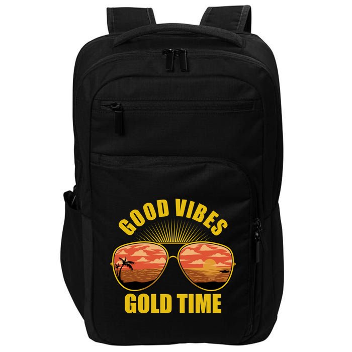 Good Vibes Gold Time Tropical Beach Impact Tech Backpack