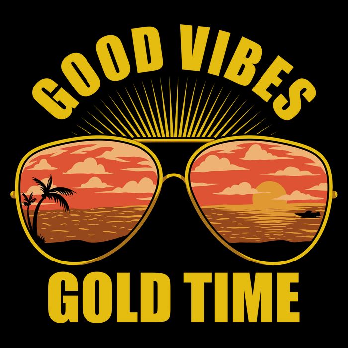 Good Vibes Gold Time Tropical Beach Impact Tech Backpack