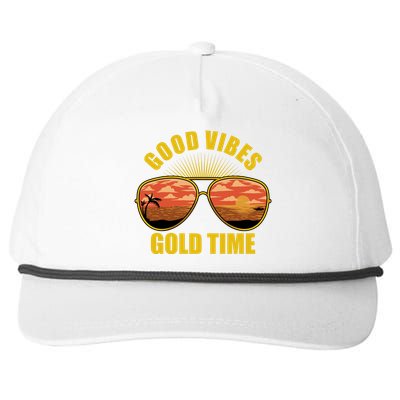 Good Vibes Gold Time Tropical Beach Snapback Five-Panel Rope Hat