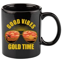 Good Vibes Gold Time Tropical Beach 11oz C Handle Ceramic Mug