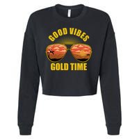 Good Vibes Gold Time Tropical Beach Cropped Pullover Crew