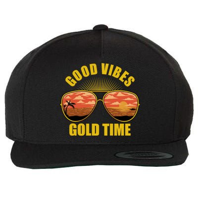 Good Vibes Gold Time Tropical Beach Wool Snapback Cap