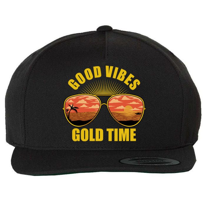 Good Vibes Gold Time Tropical Beach Wool Snapback Cap