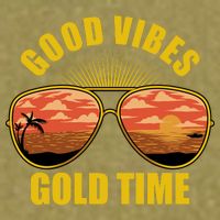 Good Vibes Gold Time Tropical Beach Garment-Dyed Women's Muscle Tee