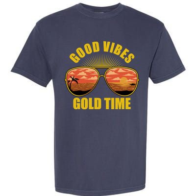 Good Vibes Gold Time Tropical Beach Garment-Dyed Heavyweight T-Shirt