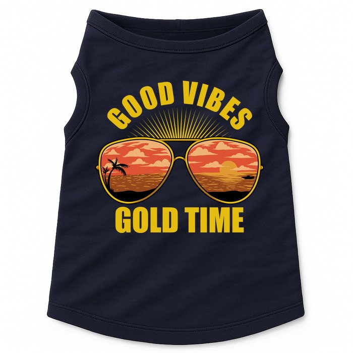 Good Vibes Gold Time Tropical Beach Doggie Tank