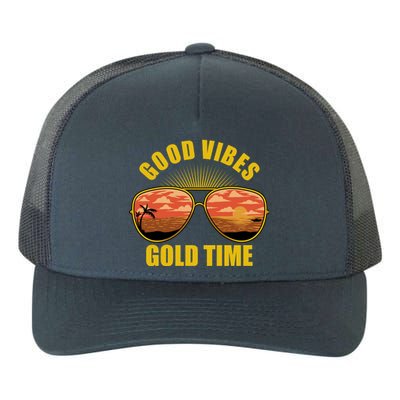 Good Vibes Gold Time Tropical Beach Yupoong Adult 5-Panel Trucker Hat