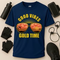 Good Vibes Gold Time Tropical Beach Performance Shirt