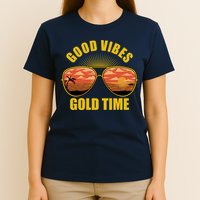 Good Vibes Gold Time Tropical Beach T-Shirt