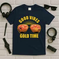Good Vibes Gold Time Tropical Beach T-Shirt