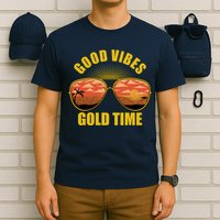 Good Vibes Gold Time Tropical Beach T-Shirt