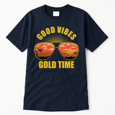 Good Vibes Gold Time Tropical Beach Tall T-Shirt
