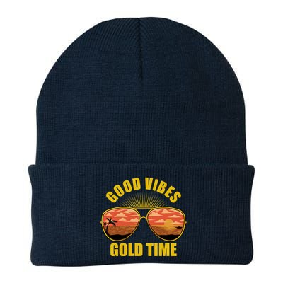 Good Vibes Gold Time Tropical Beach Knit Cap Winter Beanie