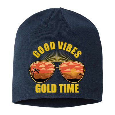 Good Vibes Gold Time Tropical Beach Sustainable Beanie