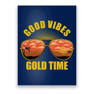 Good Vibes Gold Time Tropical Beach Poster