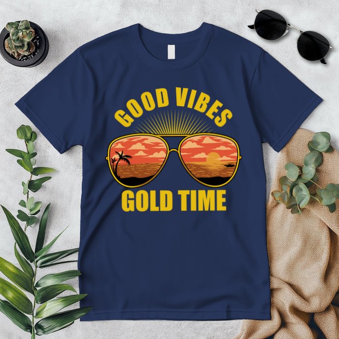 Good Vibes Gold Time Tropical Beach Premium T-Shirt