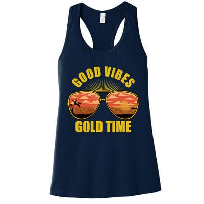 Good Vibes Gold Time Tropical Beach Womens Tank Top