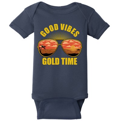 Good Vibes Gold Time Tropical Beach Baby Bodysuit