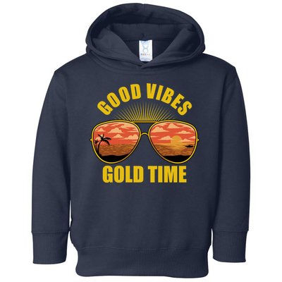 Good Vibes Gold Time Tropical Beach Toddler Hoodie