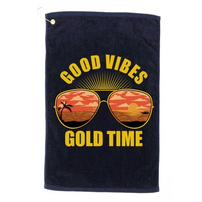 Good Vibes Gold Time Tropical Beach Golf Towel