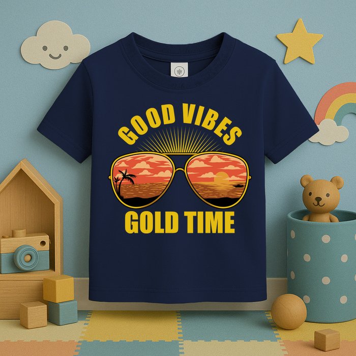 Good Vibes Gold Time Tropical Beach Toddler T-Shirt