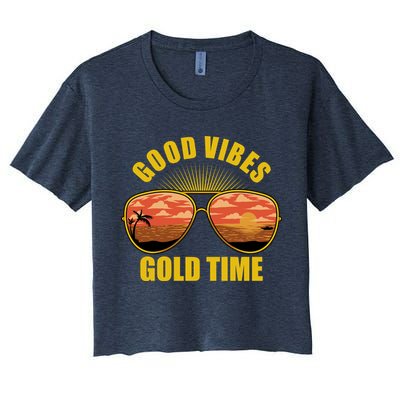 Good Vibes Gold Time Tropical Beach Crop Top