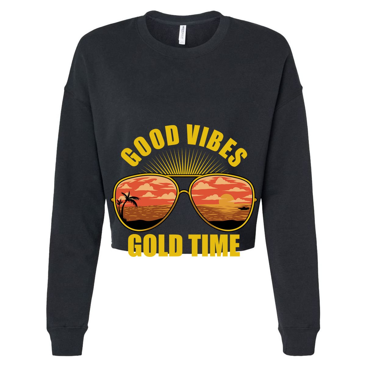Good Vibes Gold Time Tropical Beach Women's Crop Top Tee