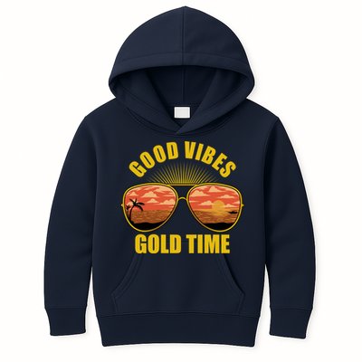 Good Vibes Gold Time Tropical Beach Kids Hoodie