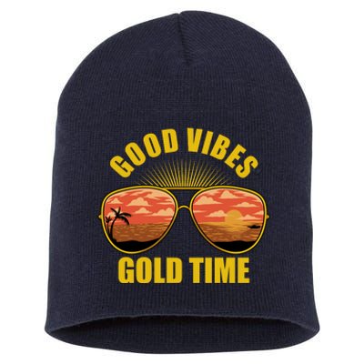 Good Vibes Gold Time Tropical Beach Short Acrylic Beanie