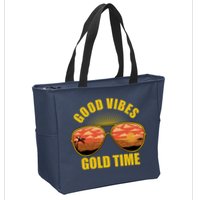 Good Vibes Gold Time Tropical Beach Zip Tote Bag