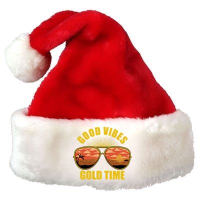 Good Vibes Gold Time Tropical Beach Premium Christmas Santa Hat