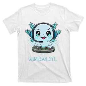 Gamesolotl Video Gamer Axolotl Fish Playing Gamer Anime T-Shirt