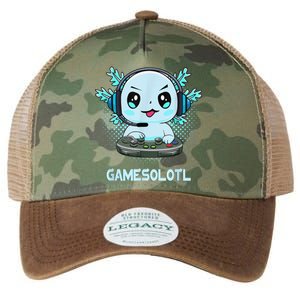 Gamesolotl Video Gamer Axolotl Fish Playing Gamer Anime Boys Legacy Tie Dye Trucker Hat