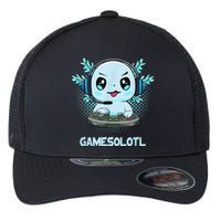 Gamesolotl Video Gamer Axolotl Fish Playing Gamer Anime Boys Flexfit Unipanel Trucker Cap