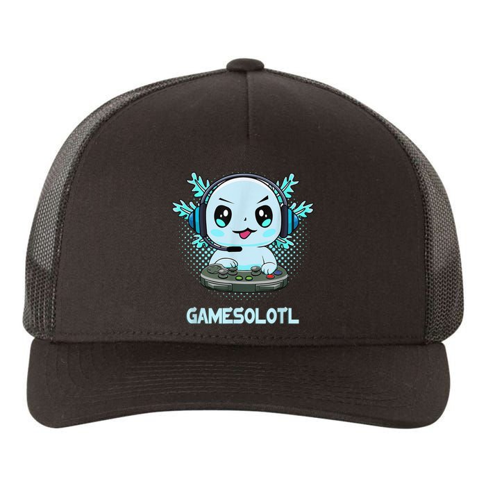 Gamesolotl Video Gamer Axolotl Fish Playing Gamer Anime Boys Yupoong Adult 5-Panel Trucker Hat