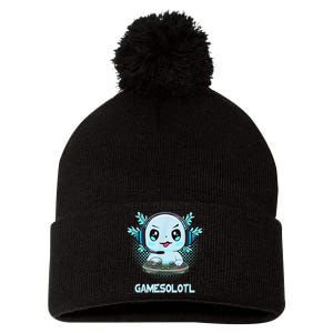 Gamesolotl Video Gamer Axolotl Fish Playing Gamer Anime Boys Pom Pom 12in Knit Beanie