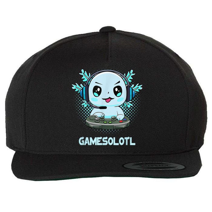 Gamesolotl Video Gamer Axolotl Fish Playing Gamer Anime Boys Wool Snapback Cap