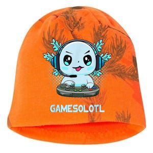 Gamesolotl Video Gamer Axolotl Fish Playing Gamer Anime Boys Kati - Camo Knit Beanie