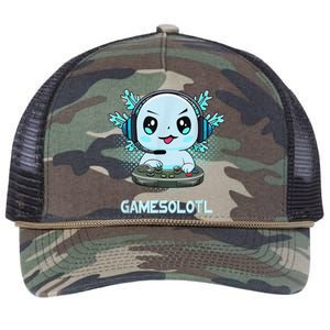 Gamesolotl Video Gamer Axolotl Fish Playing Gamer Anime Boys Retro Rope Trucker Hat Cap