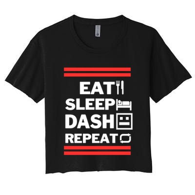 Geometry Video Gamer Lover Eat Sleep Dash Repeat Video Game Gift Crop Top