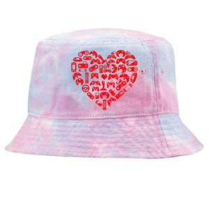 Gamer Video Games Heart Valentines Day Lover Tie-Dyed Bucket Hat